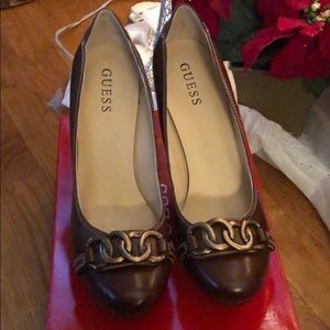 Brown leather heels